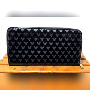 Black Mickey Mouse Patterned PU Leather Wallet